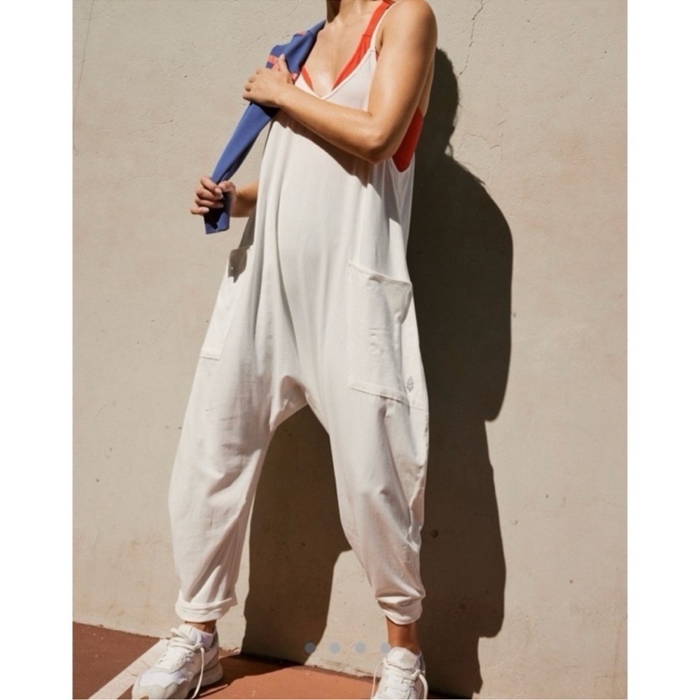 New Free People Hot Shot Onesie in Painted White FP Movement Large